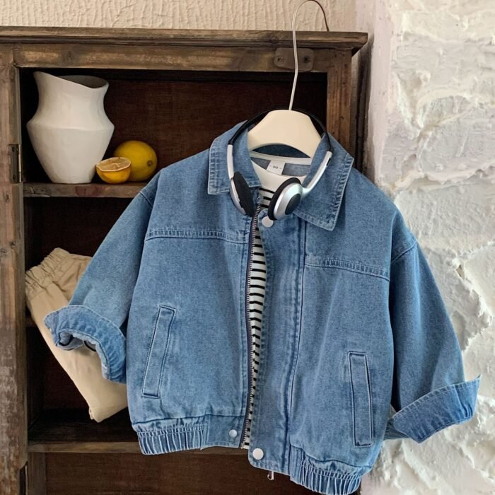 Bangcheng Kidsren's Denim Jacket 2025 Spring & Fall New Korean Style Handsome Jacket for Boys and Girls Huzhou Zhili Kidsren's Clothing Trend - Image 2