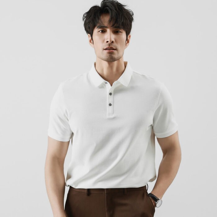 Solona Short sleeved Polo Shirt for Men's High end Men's Wear Long staple Cotton Collar Half Sleeve T-shirt 2025 Summer Solid Color - Image 1