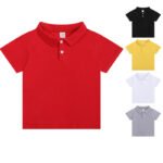 2025 New Children's Summer Cotton Solid Color Short-sleeved T-shirt for Boys and Girls Solid Color Class Clothes Polo Shirt T-shirt