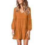 Cross-Border European and American Export New Women's Fashion V Neck Long-Sleeved Polka-Dot Ruffled Loose Casual Dress - Image 11