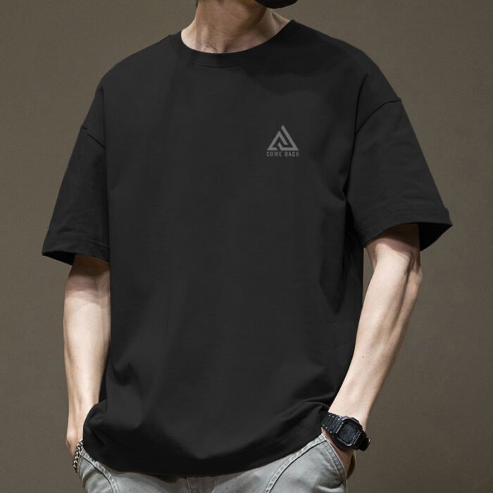 Heavy short-sleeved T-shirt men's top clothes summer new American cotton fashion brand bottoming white loose half-sleeved T-shirt - Image 12