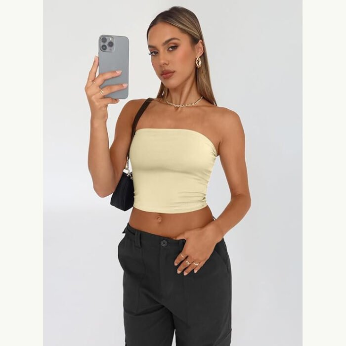 Cross-border European and American Foreign Trade Strapless Women's Inner Wearing Pure Spice Girl Top Summer Outer Wearing Pullover Vest Slim-fit Women's Clothing - Image 15