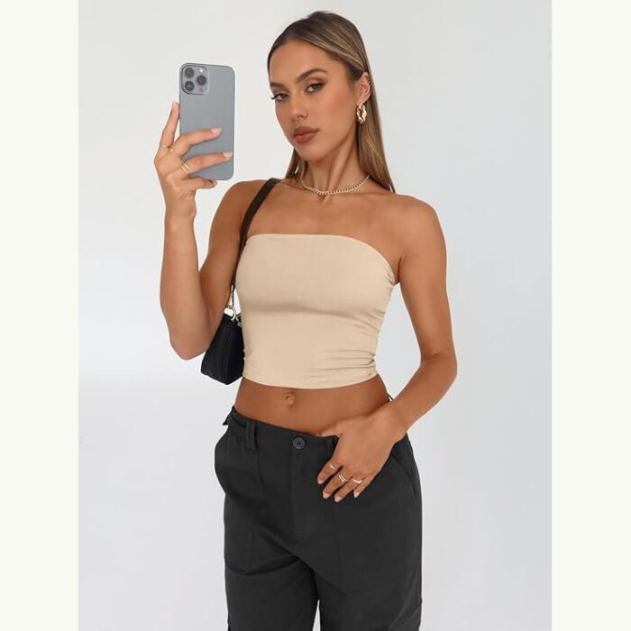 Cross-border European and American Foreign Trade Strapless Women's Inner Wearing Pure Spice Girl Top Summer Outer Wearing Pullover Vest Slim-fit Women's Clothing - Image 14
