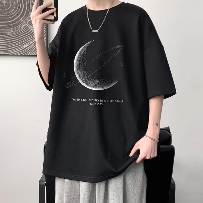 Summer New Short-Sleeved Loose T-Shirt Men's Trbottomy Brand Casual Half-Sleeved Trbottomyy T-Shirt Bottoming Shirt Five-Quarter Sleeve Top - Image 26