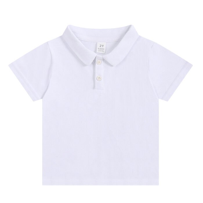 2025 New Children's Summer Cotton Solid Color Short-sleeved T-shirt for Boys and Girls Solid Color Class Clothes Polo Shirt T-shirt - Image 9