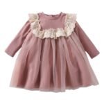 Girls' Spring and Autumn New Princess dress cotton fashionable western style long sleeve jumpsuit gauze dress Korean style western style dress