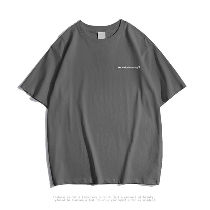 Heavy short-sleeved T-shirt men's top clothes summer new American cotton fashion brand bottoming white loose half-sleeved T-shirt - Image 8