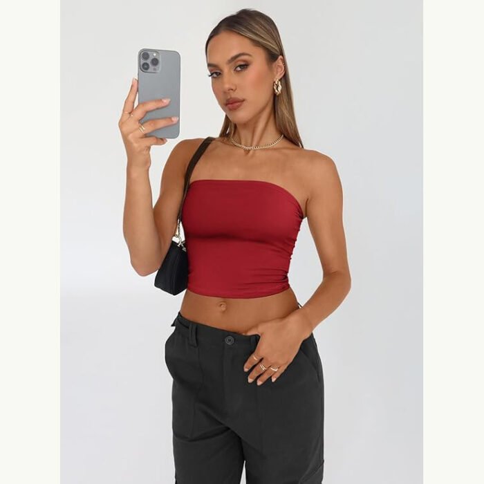Cross-border European and American Foreign Trade Strapless Women's Inner Wearing Pure Spice Girl Top Summer Outer Wearing Pullover Vest Slim-fit Women's Clothing - Image 8