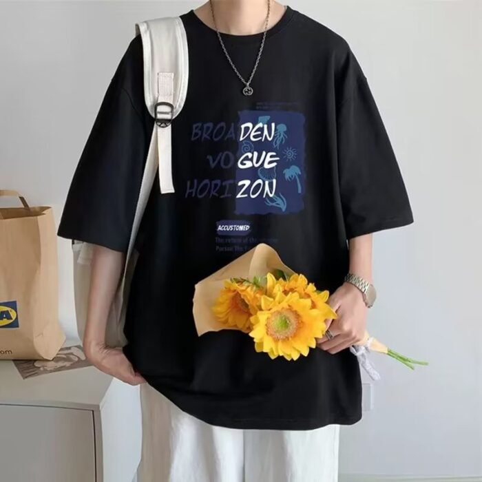 Summer New Short-Sleeved Loose T-Shirt Men's Trbottomy Brand Casual Half-Sleeved Trbottomyy T-Shirt Bottoming Shirt Five-Quarter Sleeve Top - Image 3