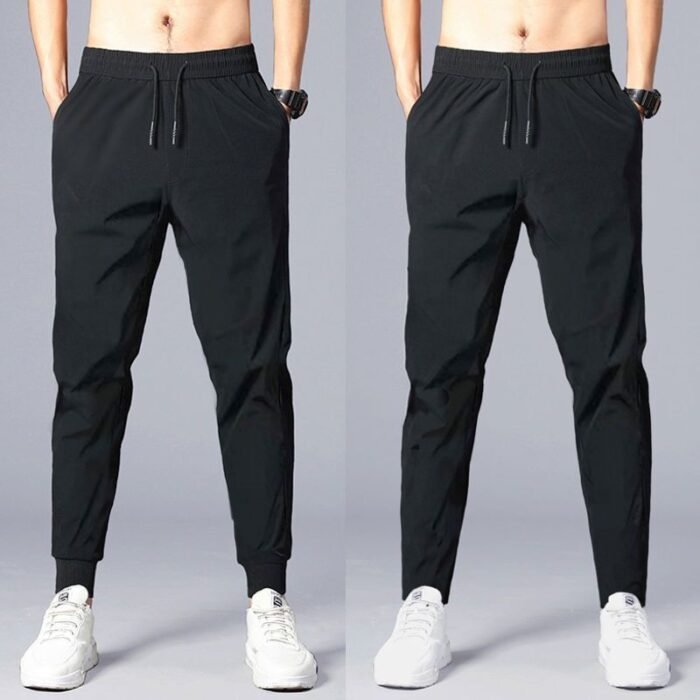 Long pants men's casual pants summer ice silk thin loose quick drying harem ankle pants trendy sports pants men - Image 2