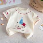 Girls' Short-sleeved T-shirt Children's Summer 2025 New Style Beautiful Super Good-looking Women's Top Cartoon Base Shirt