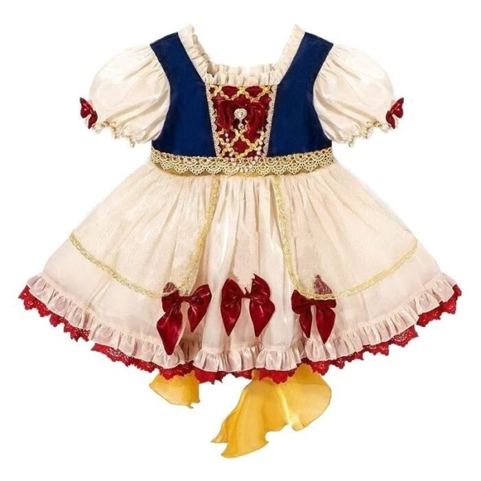 Summer Lolita Snow White Dress for Girls, Elegant Children's Summer Dress, Girls' Yarn Dress, Birthday Dress - Image 5