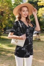 Summer cross-border European and American women's T-shirt Amazon V-neck short sleeved fashion thin mesh women's top shirt for women - Image 8