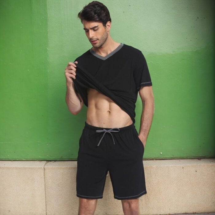 Summer Amazon European and American Men's Casual suit Short-sleeved Shorts Two-piece Set Contrast Color Sports Casual Men's Wear - Image 6