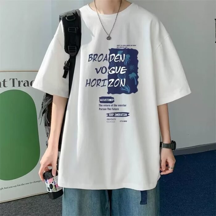 Summer New Short-Sleeved Loose T-Shirt Men's Trbottomy Brand Casual Half-Sleeved Trbottomyy T-Shirt Bottoming Shirt Five-Quarter Sleeve Top - Image 12