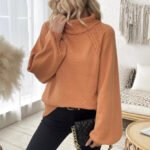 2025 New Autumn and Winter European and American Sweaters for Women Straight Floral Half Turtleneck Princess Sleeves Amazon Cross-Border Sweaters - Image 2