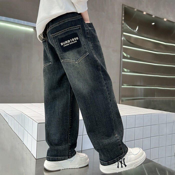 Boys' jeans 2025 new fashionable autumn children's straight leg pants big boys wide leg pants chubby children's pants - Image 3