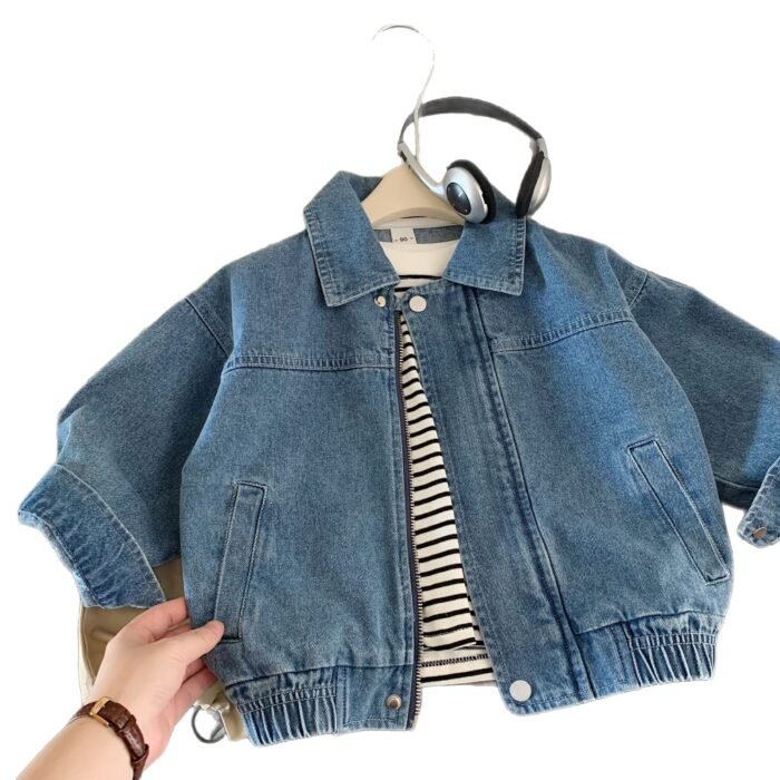 Bangcheng Kidsren's Denim Jacket 2025 Spring & Fall New Korean Style Handsome Jacket for Boys and Girls Huzhou Zhili Kidsren's Clothing Trend - Image 5
