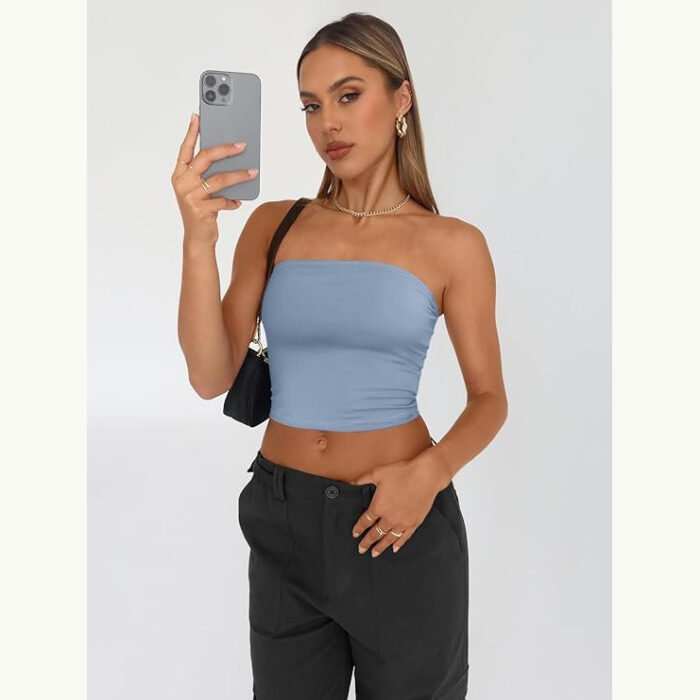Cross-border European and American Foreign Trade Strapless Women's Inner Wearing Pure Spice Girl Top Summer Outer Wearing Pullover Vest Slim-fit Women's Clothing - Image 11