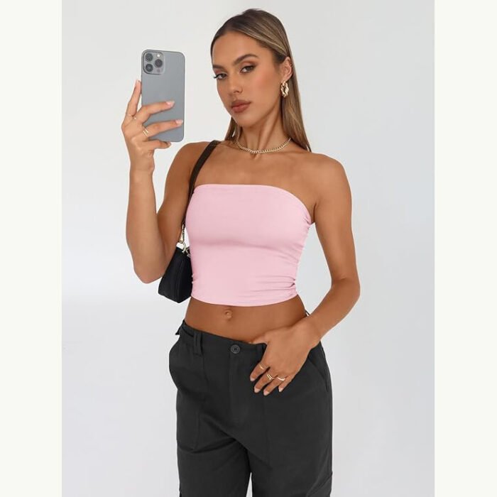 Cross-border European and American Foreign Trade Strapless Women's Inner Wearing Pure Spice Girl Top Summer Outer Wearing Pullover Vest Slim-fit Women's Clothing - Image 9