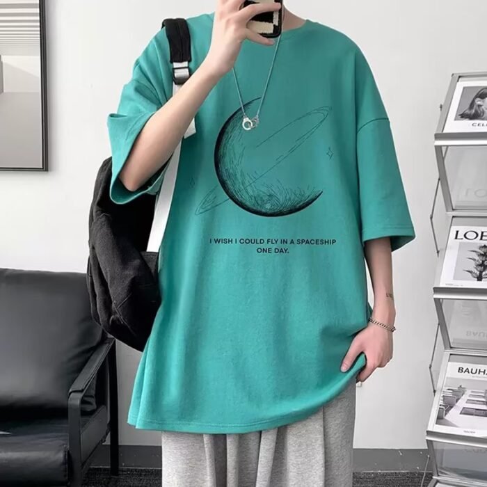 Summer New Short-Sleeved Loose T-Shirt Men's Trbottomy Brand Casual Half-Sleeved Trbottomyy T-Shirt Bottoming Shirt Five-Quarter Sleeve Top - Image 27