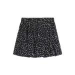 Black floral cake short skirt for women, high waist, plus size, summer, fat, mm, covering the belly, showing a slim pear shaped figure, A-line skirt - Image 5
