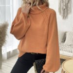 2025 New Autumn and Winter European and American Sweaters for Women Straight Floral Half Turtleneck Princess Sleeves Amazon Cross-Border Sweaters - Image 6