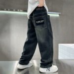 Boys' jeans 2025 new fashionable autumn children's straight leg pants big boys wide leg pants chubby children's pants