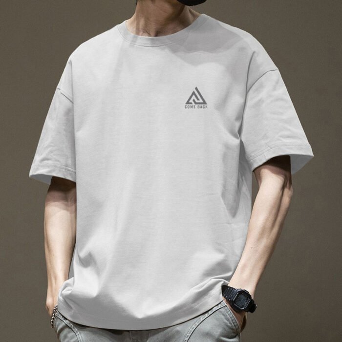 Heavy short-sleeved T-shirt men's top clothes summer new American cotton fashion brand bottoming white loose half-sleeved T-shirt - Image 11