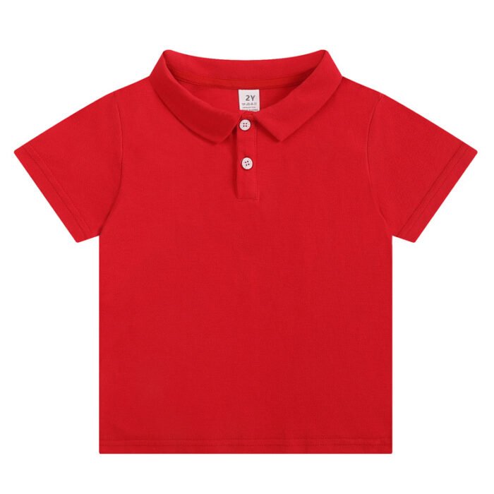 2025 New Children's Summer Cotton Solid Color Short-sleeved T-shirt for Boys and Girls Solid Color Class Clothes Polo Shirt T-shirt - Image 6