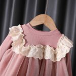 Girls' Spring and Autumn New Princess dress cotton fashionable western style long sleeve jumpsuit gauze dress Korean style western style dress - Image 4