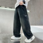 Boys' jeans 2025 new fashionable autumn children's straight leg pants big boys wide leg pants chubby children's pants - Image 4
