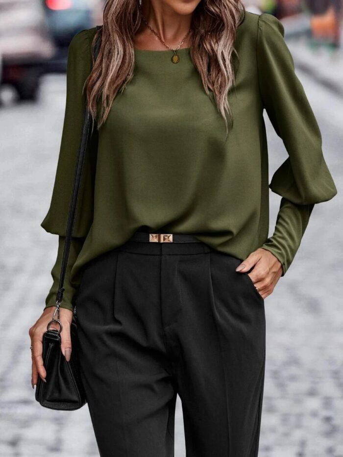 Foreign Trade European and American Clothing Cross-Border Amazon Independent Station Aliexpress T-Shirt Long-Sleeved Button Pure Color Casual Top - Image 8