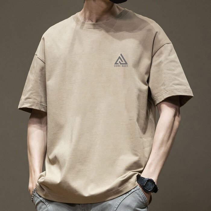 Heavy short-sleeved T-shirt men's top clothes summer new American cotton fashion brand bottoming white loose half-sleeved T-shirt - Image 14
