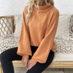 2025 New Autumn and Winter European and American Sweaters for Women Straight Floral Half Turtleneck Princess Sleeves Amazon Cross-Border Sweaters - Image 3