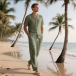 2025 Cross-border European and American Men's New Independent Station Casual Comfortable Button Turnaround Shirt Short-sleeved Trousers Beach suit - Image 10