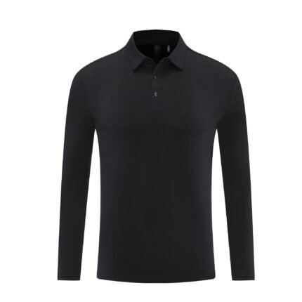 Men‘s 2026SS Long Sleeve Black Polo Shirt – Innovative Design